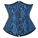 Corset Serre Taille Efficace bleu à motifs, maintien confortable et silhouette sculptée instantanément.