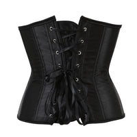 Corset Serre Taille Efficace noir à laçage, sculptant la silhouette avec confort et maintien ergonomique.