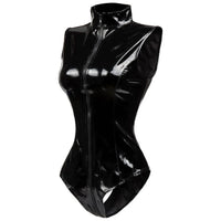 Combinaison Latex Lingerie noire brillante à zip, design sculptant et confortable qui sublime la silhouette féminine.