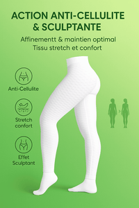 Legging Anti Cellulite Blanc blanc effet sculptant avec tissu stretch confortable pour affinement et maintien optimal.