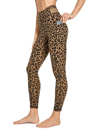 Legging gainant taille haute fitness couleur léopard
