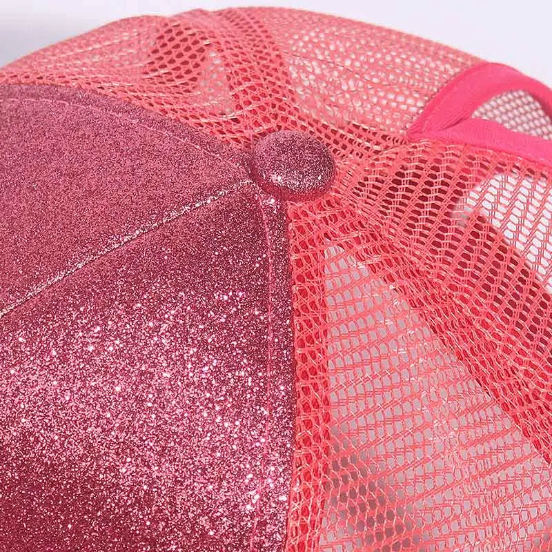 Casquette De Queue De Cheval Femme - Messy Bun Glitter Baseball Cap Unisexe Fluo