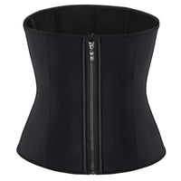 Gaine Zip noire avec fermeture éclair, 9 baleines en acier pour une silhouette affinée et maintien confortable.