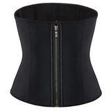 Gaine Zip noire avec fermeture éclair, 9 baleines en acier pour une silhouette affinée et maintien confortable.