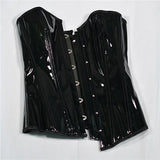 Corset Long Latex noir brillant sculptant la taille, alliant élégance et confort pour sublimer la silhouette féminine.