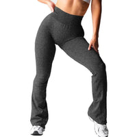 Legging Anti-Cellulite Influenceur Pattes d'Elephant gris foncé porté, confortable et ajusté pour une silhouette sublimée.