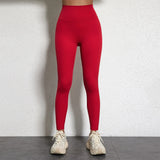 Legging Drainant Anti Cellulite rouge ajusté à taille haute, confort et style pour sport et quotidien.
