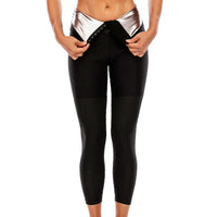 Legging de Sudation Anti Cellulite noir avec intérieur thermique argenté pour augmenter la sudation et réduire la cellulite.