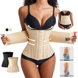Ceinture abdominale ventre plat beige avec bretelles ajustables et fermeture a crochets pour une silhouette affinee