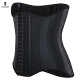 Gaine Amincissante Ventre Plat Invisible noire avec crochets multiples pour un maintien confortable et silhouette affinée.