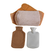 Bouillotte Tour de Taille avec ceinture ajustable en flanelle douce et PVC, modele beige et marron, bouillotte chauffante