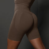 Legging Cycliste Gainant Femme marron sculptant et confortable avec taille haute, parfait pour sport et quotidien.