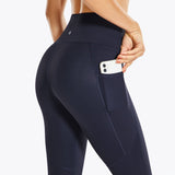 Legging gainant taille haute fitness bleu foncé gros plan