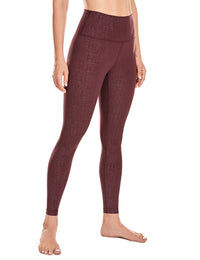 Legging gainant taille haute fitness bordeau à motif