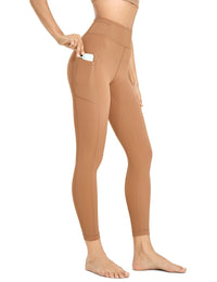 Legging gainant taille haute fitness marron clair