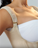 Gaine Bresilienne Zip beige ajustable en spandex et nylon pour un maintien ferme et confortable.