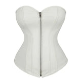 Corset Latex Bustier blanc avec zip avant, design élégant pour sublimer la silhouette avec confort et style.
