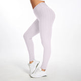 Legging Anti Cellulite XXL blanc texturé porté, effet amincissant et confort optimal pour sport et quotidien.