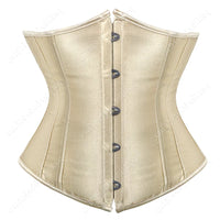 Corset Serre Taille Efficace beige en satin, conçu pour sculpter la silhouette avec confort et maintien optimal.