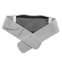 Ceinture lombaire chauffante grise avec technologie massage, fermeture velcro et design ergonomique pour le dos