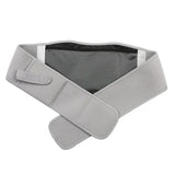 Ceinture lombaire chauffante grise avec technologie massage, fermeture velcro et design ergonomique pour le dos