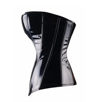 Corset Long Latex noir brillant sculptant la taille avec confort et élégance pour une silhouette féminine raffinée.