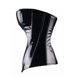 Corset Long Latex noir brillant sculptant la taille avec confort et élégance pour une silhouette féminine raffinée.
