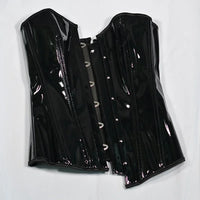 Corset Long Latex noir brillant pour sculpter la taille avec confort et style élégant et féminin.