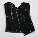Corset Long Latex noir brillant pour sculpter la taille avec confort et style élégant et féminin.