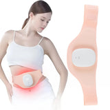 Ceinture de soulagement menstruel rose avec controleur de chaleur integre portee autour de la taille pour soulager les douleurs