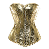 Bustier Argent elegant en cuir synthetique dore avec finition metallique brillante pour une allure glamour et sophistiquee