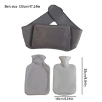 Bouillotte tour de taille grise avec ceinture ajustable 120cm et housse en flanelle douce pour soulagement du dos