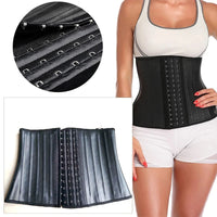 Corset Latex Minceur noir avec crochets ajustables pour affiner la taille et améliorer la silhouette féminine.