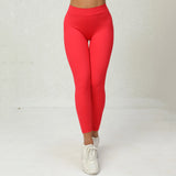 Legging Bresilien Anti Cellulite rouge porté, offrant confort, maintien et effet amincissant pour une silhouette sublimée.