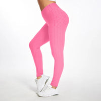 Legging Anti Cellulite XXL rose porté, textile texturé sculptant et amincissant la silhouette.