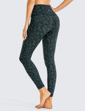 Legging gainant taille haute fitness vert à motif