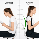 Gilet Invisible pour le Dos Femme montrant la correction de posture avant et après le port du correcteur.