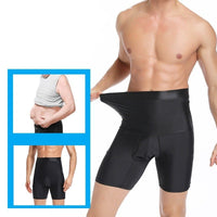 Boxer gainant noir pour homme avec effet amincissant, avant-apres montrant l'efficacite sur le ventre et les hanches