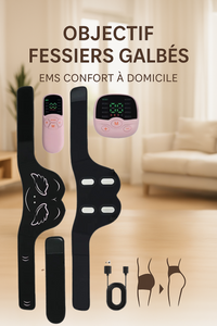 Electrostimulation Fessier avec télécommande et électrodes pour tonifier et sculpter les fessiers à domicile.