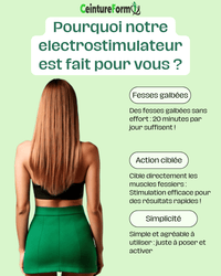 Electrostimulateur Fessier pour fesses galbées, stimulation ciblée des muscles fessiers, facile à utiliser en 20 minutes par jour.