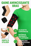 Gaine Amincissante Bras noire portée, conçue pour affiner et tonifier les bras avec technologie de compression avancée.