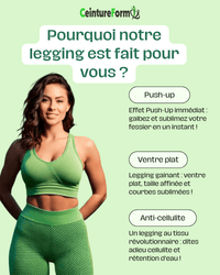 Legging Drainant Anti Cellulite avec effet push-up, ventre plat et tissu anti-cellulite pour une silhouette affinée.