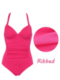 Maillot de Bain Une Pièce Grande Taille rose ribbed