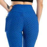 Legging anti cellulite avec poches bleu vue de derrière