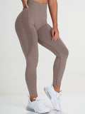 Legging anti cellulite push up fitness gym sport  marron clair