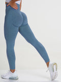 Legging anti cellulite push up fitness gym sport bleu métal