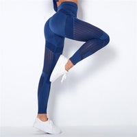 Legging compression anti cellulite femme bleu vue de gauche