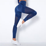 Legging compression anti cellulite femme bleu vue de gauche
