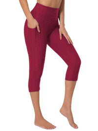 Legging court anti cellulite femme rouge