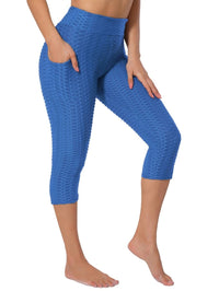 Legging court anti cellulite femme bleu